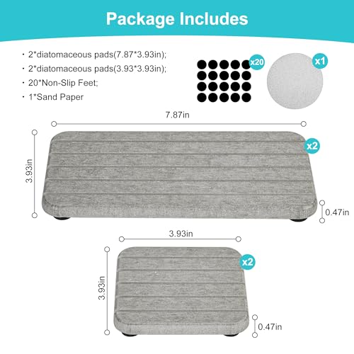 4PCS Stone Drying Tray Mat,Diatomaceous Earth Coasters,Essentials Accessories for Decor Bathroom & Kitchen Counter& Desk,Instant Water Absorbing Stone Used for Hand Soaps,Bar Coaster, Faucet