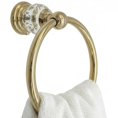 Gold Towel Ring with Crystal, Round Hand Towel Holder for Bathroom | Wall Mounted Stainless Steel Hand Towel Rack, Polished Gold Rustproof Bath Hardware, Fits Modern Luxury Home Kitchen Hotel - color: Gold Towel Ring
