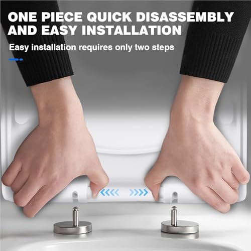 Soft-Close Toilet Seat with Quick-Release Function Square 360degrees Simple Top Fixing with Adjustable Hinge for Modern Bathroom