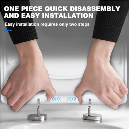 Soft-Close Toilet Seat with Quick-Release Function Square 360degrees Simple Top Fixing with Adjustable Hinge for Modern Bathroom