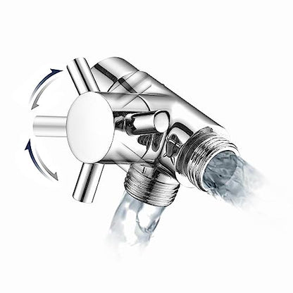 PDPBath Brass 3 Way Shower Arm Diverter Valve for Handheld Shower Head and Fixed Shower Head, G1/2 Universal Connection - Chrome - color: Chrome-1