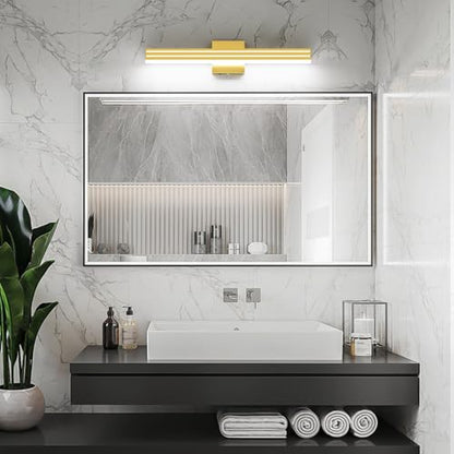 Ralbay 24inch Gold Vanity Light with 5 Color Temperature (2700K-6000K) Dimmable Acrylic Metal 24W LED Modern Matte Gold Bathroom Vanity Light Bar - color: Gold, size: 24 inch