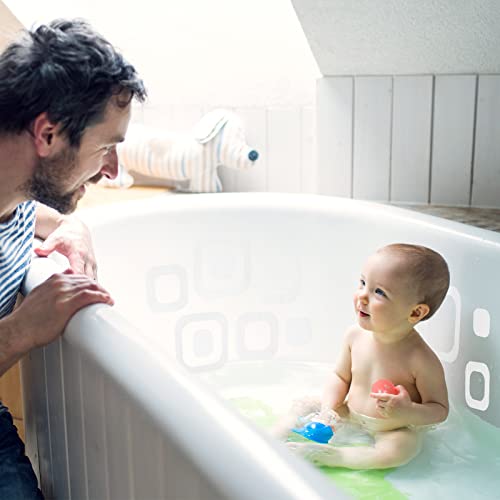 20 Pieces Adhesive Square Bath Treads Non-Slip Bathtub Stickers Non Slip Traction to Tubs Bathtub Stickers Adhesive Decals Appliques for Bath Tub Showers, Pools (White) - color: White