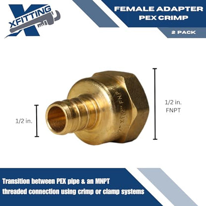 2 Pack XFITTING 1/2" Pex x 1/2 inch Female Adapter, 1/2 Pex Crimp Female - size: 1/2" Pex x 1/2" Female