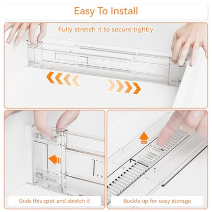 8 Pack Clear Expandable Deep Drawer Separators From 15 to 21'' - 3.2 Inch Tall Acrylic Drawer Dividers for Clothes,Dresser Drawer Dividers for Dresser,Baby Nursery,Clothing,Sock or Underwear