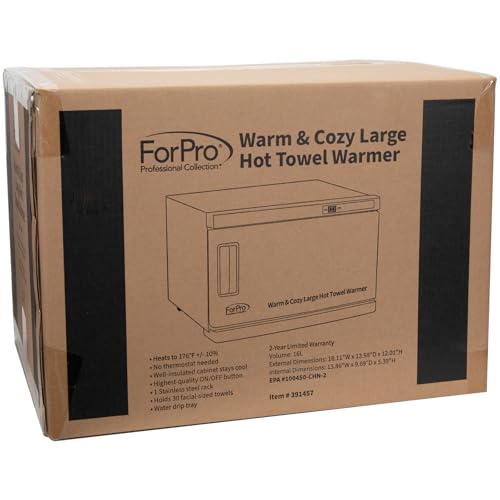 ForPro Warm & Cozy Hot Towel Warmer, Large 16L Capacity Cabinet, Stainless Steel Rack, White - size: Large 16L