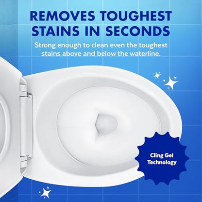 Lysol Toilet Bowl Cleaner Clinging Gel, Power + Odor, 24 oz, 2 Pack | 3-in-1 Odor Fighting, Disinfecting, Septic Safe, Bleach Free, Removes Toilet Rings & Hard Water Stains, Bathroom Cleaner - size: 24 Fl Oz (Pack of 2)