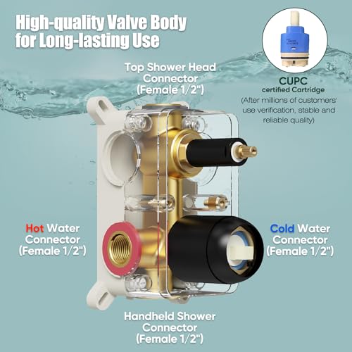 Gabrylly Rain Shower Head with Handheld Spray Combo, 12", Matte Black | All Metal Shower System, High Pressure Rainfall Shower Faucet Set, Solid Brass Shower Valve Complete Shower Set for Bathroom - color: Matte Black, size: 12 Inch