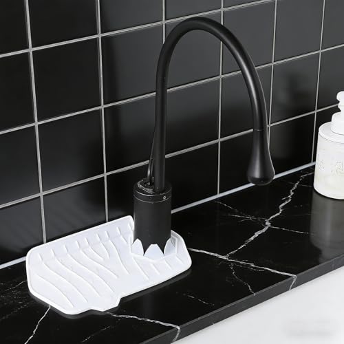 Silicone Sink Splash Guard, Multifunction Faucet Splash Guard, White Kitchen Faucet Mat for Kitchen and Bathroom Sink