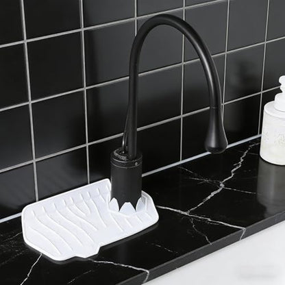 Silicone Sink Splash Guard, Multifunction Faucet Splash Guard, White Kitchen Faucet Mat for Kitchen and Bathroom Sink