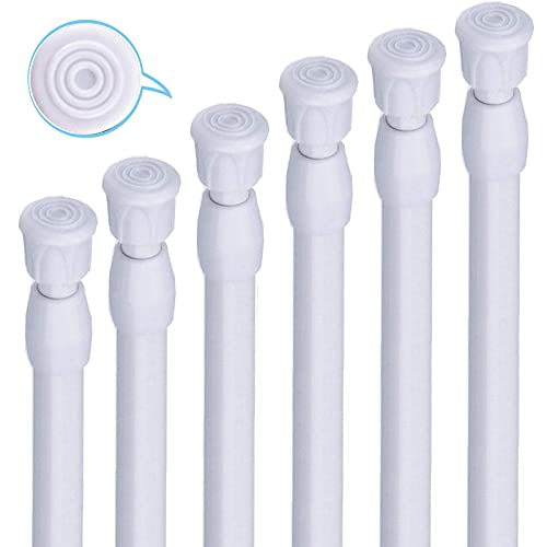 6 Pack Small Tension Rods 15.7 in to 28 Curtain Rods Window Rods in Extendable Width Spring Cupboard Bars for Kitchen Utensils, Closet, and Cabinet, Fit in The Spaces to Stay Up - color: White, size: 15.7" to 28"-6PCS