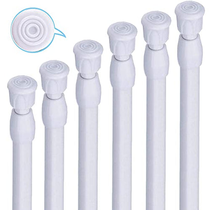6 Pack Small Tension Rods 15.7 in to 28 Curtain Rods Window Rods in Extendable Width Spring Cupboard Bars for Kitchen Utensils, Closet, and Cabinet, Fit in The Spaces to Stay Up - color: White, size: 15.7" to 28"-6PCS