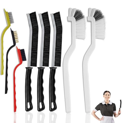8 Pcs Crevice Cleaning Brush Set – Hard Bristle Cleaning Tools for Grout, Gaps & Narrow Spaces – Multi-Purpose Grout Brush, for Cleaning Bathroom, Shower, Window Tracks, Kitchen | Multi-Purpose Grout Brush for Bathroom, Shower, Window Tracks & Kitchen Cle