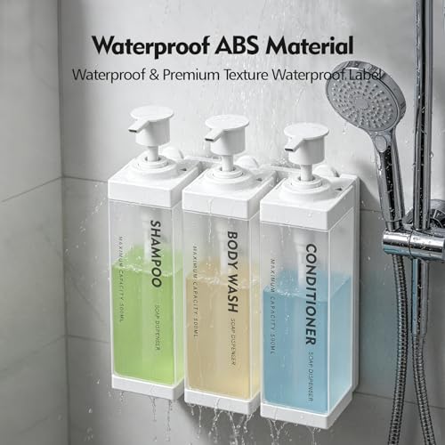3 Chamber Wall Mount Shampoo and Conditioner Dispenser | 17oz Per Chamber Key Lock Large Pump Refillable ABS Bottle Set For Bathroom Hotel Gym RV Daily Use White - color: White, size: 3