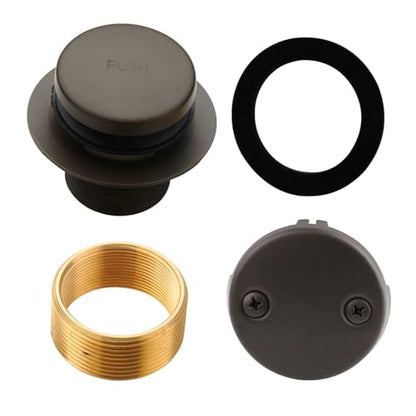 HIDROP Oil Rubbed Bronze Tub Drain Assembly Kit, 2-Hole Overflow Faceplate | Tip Toe Tub Trim Set, 304 Stainless Steel and Brass Bathtub Drain,Universal Fine/Coarse Thread fit 1-3/8" or 1-1/2" Tub Drain - color: Bronze, style: 2 Holes