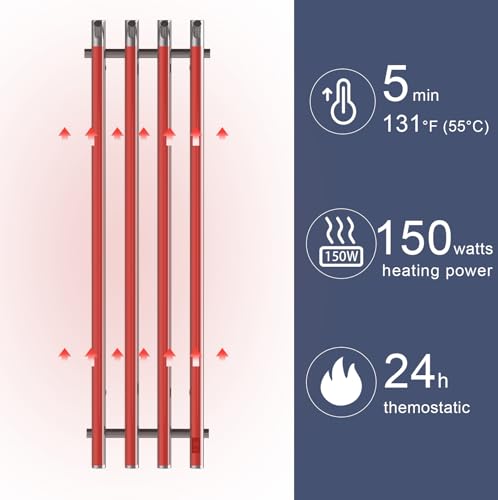 Heated Towel Rack, Towel Warmer with Timer, Wall Mounted hot Towel Warmer Rack for Bathroom, Hardwired or Plug-in Models Vertical Towel Heater (Silver) - color: Silver