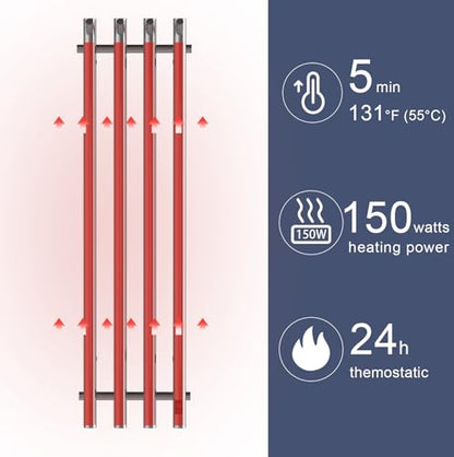 Heated Towel Rack, Towel Warmer with Timer, Wall Mounted hot Towel Warmer Rack for Bathroom, Hardwired or Plug-in Models Vertical Towel Heater (Silver) - color: Silver
