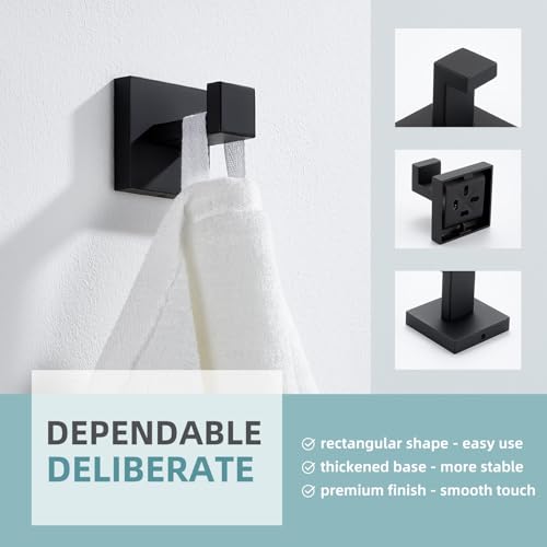 Angle Simple Towel Hook Matte Black, Coat Robe Hook, Bathroom Towel Hanger | SUS304 Stainless Steel, Modern Bathrobe Holder, for Kitchen Garage Laundry Room, Screw Wall Mount - color: Matte Black, size: 1 Pack