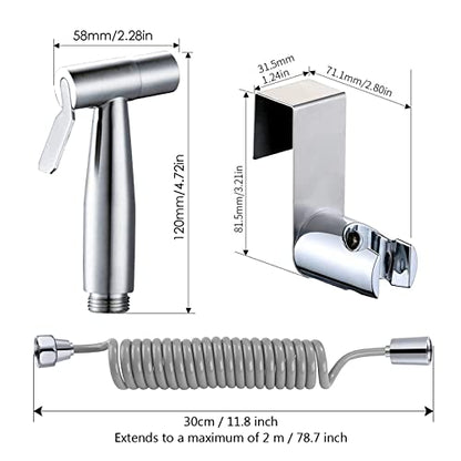 Pack of 3 Handheld Bidet Sprayer, Handheld Sprayer Stainless Steel with Water Tank Hook and Shower Hose for Feminine Wash