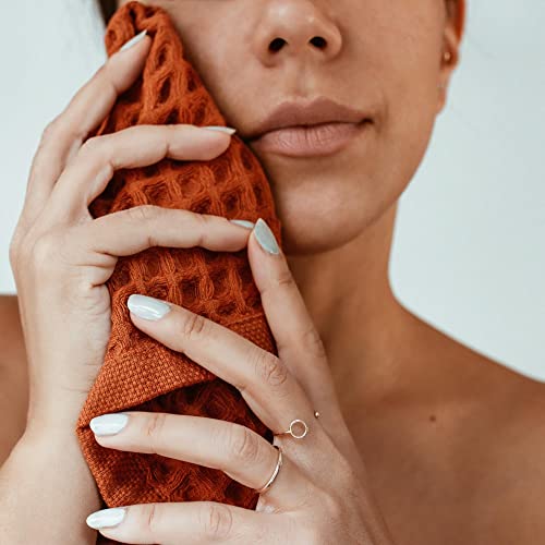Waffle Washcloths Set, 100% Turkish Cotton (Terra) - color: Terra, size: Washcloths Set (4 Pieces)