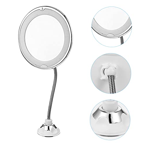 Ipetboom 10X Magnifying LED Makeup Mirror with Suction Cup Bathroom Tabletop Lighted Mirror for Cosmetics Adjustable Brightness Portable Design for Travel and Home Use - size: 40.00X20.00X8.00CM