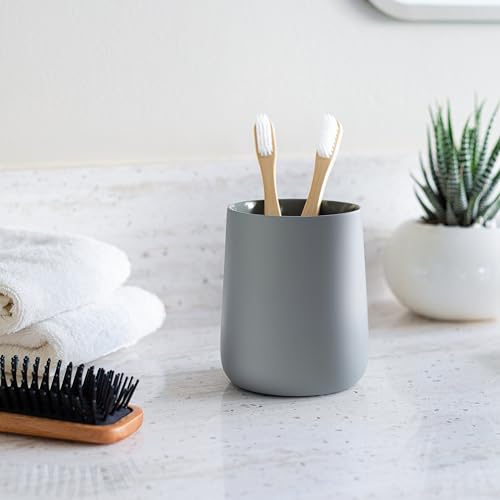 Yew Design Matte Gray Bathroom Toothbrush Holder Cup - Round - color: Round Matte Gray