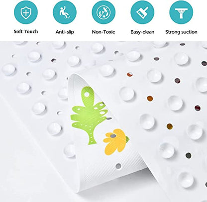 Bath Mat for Tub for Kids Dinosaur Non Slip Bathtub Mat for Baby Toddler 40X16 Inch Long Anti Skid Bathroom Shower Mat with Suction Cups & Drain Holes - color: Dinosaursmats