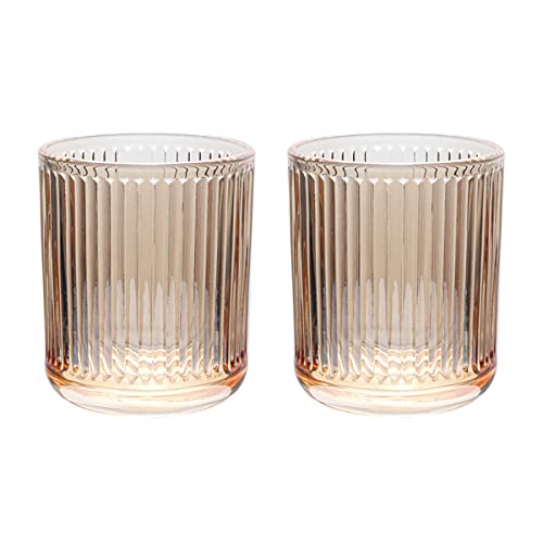 Gaolinci 2 Pcs Glass Tumbler Cup,Toothbrush Holder, Bathroom Cups, 10 oz - color: Amber, size: 10 oz