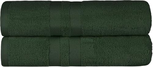Superior Ultra-Soft 2-Piece Cotton Bath Sheet Set, Perfect for Bathroom Decor, Shower, Spa, Gym, Guest Room, Home Essentials, Daily Use, Soft, Absorbent, Oversized Body Towels - Forest Green - color: Forest Green, size: Bath Sheet (2-Pack)