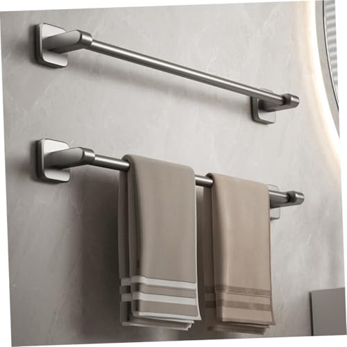 Ipetboom Self-Adhesive Bathroom Towel Bar Wall Mount Rack No Drilling Towel Hanging Rack Bathroom Storage Organizer Gray
