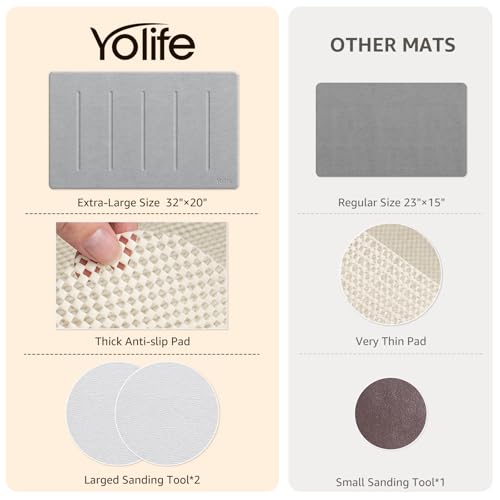 Yolife Stone Bath Mat Large, 32" x 20" Diatomaceous Earth Bath Mat for Bathroom, Super Absorbent Quick Drying Bathroom Stone Mat, Non-Slip Diatomite Shower Mat, Easy to Clean, Light Grey - color: Light Grey
