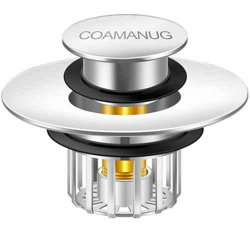 COAMANUG Bathtub Stopper | Shower Drain Hair Catcher, Pop-up Tub Stopper with Strainer | Pop-up Bathtub Drain Plug | Drai Protector for 1-1/2 to 1-3/4" Bath Drain Hole- Pearl Chrome - color: Pearl Chrome