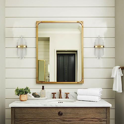 HOLKIRT Modern Gold Wall Sconce, Frosted Glass Vanity Light Set of 2 | Wall Mounted Light Fixture with Frosted Glass Rods, E12 Base, For Living Room Bedside Hallway Stairway Kitchen