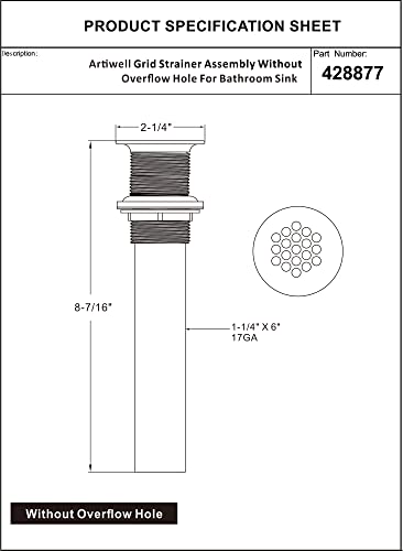 Grid Drain Strainer Assembly Without Overflow for Bathroom Sink, C.O. Plug Lavatory Drain, Matte Black - color: Matte Black, style: Without Overflow