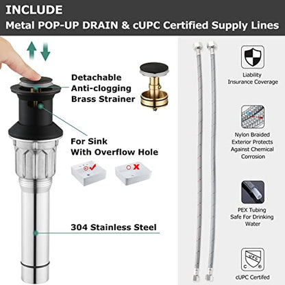 Oil Rubbed Bronze Widespread Bathroom Sink Faucet 8 Inch for Vanity | with All Metal Pop Up Drain, High Arc 2 Handle Lead-Free Deck Mount Bathroom Faucet for 3 Hole Lavatory Utility Sink - color: Oil Rubbed Bronze