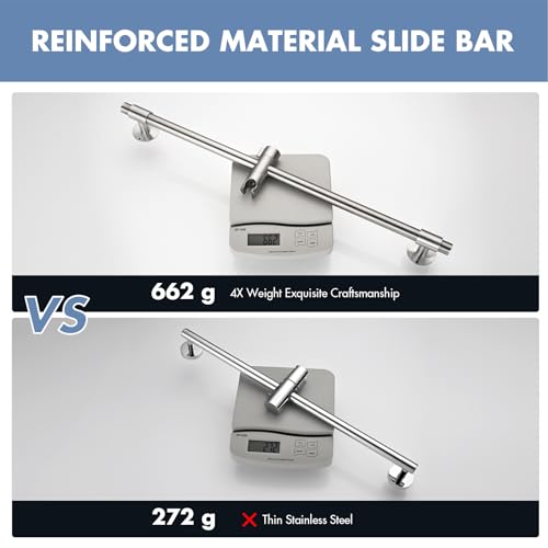 Shower Slide Bar 30-Inch with Adjustable Handheld Shower Head Holder for Bathroom Drill-free Mounted SUS 304 Stainless Steel (Brushed Nickel)