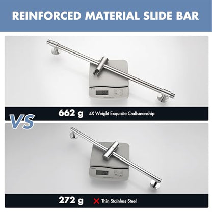 Shower Slide Bar 30-Inch with Adjustable Handheld Shower Head Holder for Bathroom Drill-free Mounted SUS 304 Stainless Steel (Brushed Nickel)