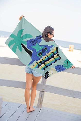 Jay Franco Disney Lilo & Stitch Kids Bath Pool Beach Towel - Super Soft & Absorbent 100% Cotton Towel, Measures 28 x 58 - color: Teal - Lilo & Stitch
