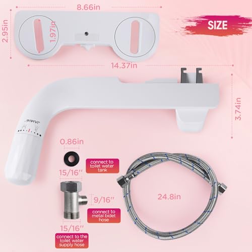 Jamini Ultra-Slim Non-Electric Toilet Bidet Attachment with Dual Nozzles, Rear and Female Front Wash, Single Cold Water with Adjustable Pressure, 0.23" Slim Design, Detachable for Easy Cleaning - style: Diamond Knob – Right