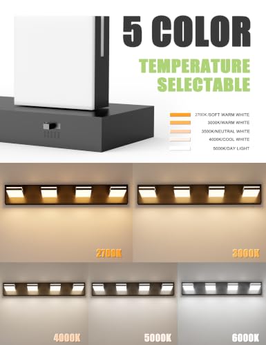 VOLISUN Modern 30-Inch 4-Light Black LED Bathroom Vanity Light Fixtures Over Mirror, 5CCT Dimmable, ETL Certificated - color: Matte Black-5CCT, size: 30-Inch