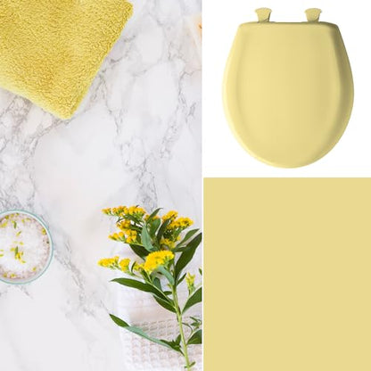 Bemis Classic Colors Slow Close Toilet Seat, Easy Clean Hinges and Durable Plastic Seat, Made in USA, Round, Yellow - color: Yellow, size: Round