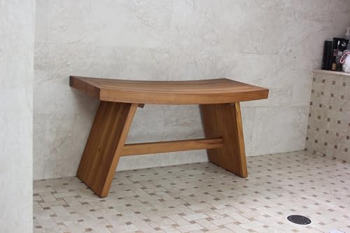 The Original 36" Asia Teak Shower Bench - A. Bench | Durable, Water-Resistant Teak, Shower Chair & Shaving Foot Rest, Indoor/Outdoor Use