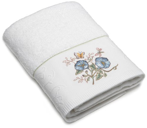 Lenox® Butterfly Meadow™ Embroidered Bath Towel, Blue Flower - size: Bath Towel