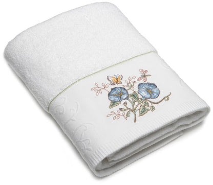 Lenox® Butterfly Meadow™ Embroidered Bath Towel, Blue Flower - size: Bath Towel