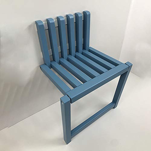 Folding Chair Wall-Mounted Invisible Shoe-Changing Stool Made of Solid Wood Wall Seat Folding with Support Legs Saving Space Suitable for Various Occasions Blue - color: Blue