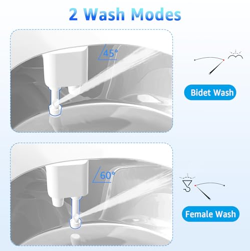Aünsffer Bidet Attachment for Toilet, Non-Electric Fresh Cold Water, Toilet Bidet with Dual Nozzles Sprayer, Adjustable Water Pressure Control, 3 Modes Wash (Feminine/Bidet Wash + Self-Cleaning) - color: Blue