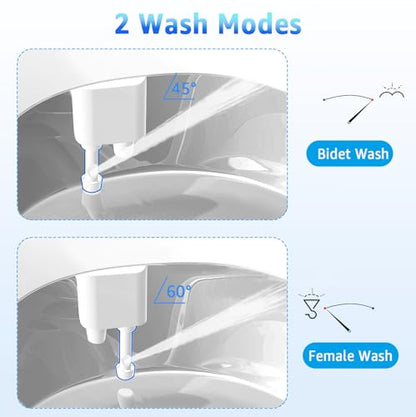 Aünsffer Bidet Attachment for Toilet, Non-Electric Fresh Cold Water, Toilet Bidet with Dual Nozzles Sprayer, Adjustable Water Pressure Control, 3 Modes Wash (Feminine/Bidet Wash + Self-Cleaning) - color: Blue