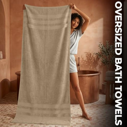 RIVERSIDE Pack of 2 Extra Large Bath Sheets 35 x 70 Inches, 100% Ring Spun Cotton, Hotel Quality, Oversized Bath Towels, Super Soft, Highly Absorbent & Quicker to Dry, Tan - color: Tan, size: Bath Sheets (PK 2)