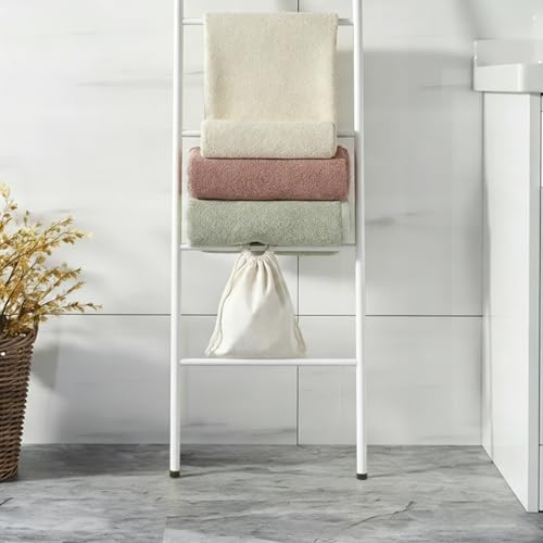 6-Tier Blanket Ladder 68 Inch Wall-Leaning Towel Rack for Living Room and Bedroom, Easy Assembly - White - color: White