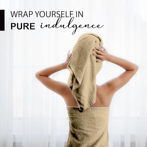 KAHAF COLLECTION 100% Cotton Bath Towels, 24x48 Pack of 6 Towels, Quick Dry, Highly Absorbent, Soft Feel Towel, Gym, Spa, Bathroom, Shower, Pool, Luxury Soft Towels (Beige, 24x48-6 Pack) - color: Beige, size: 24x48 - 6 PACK